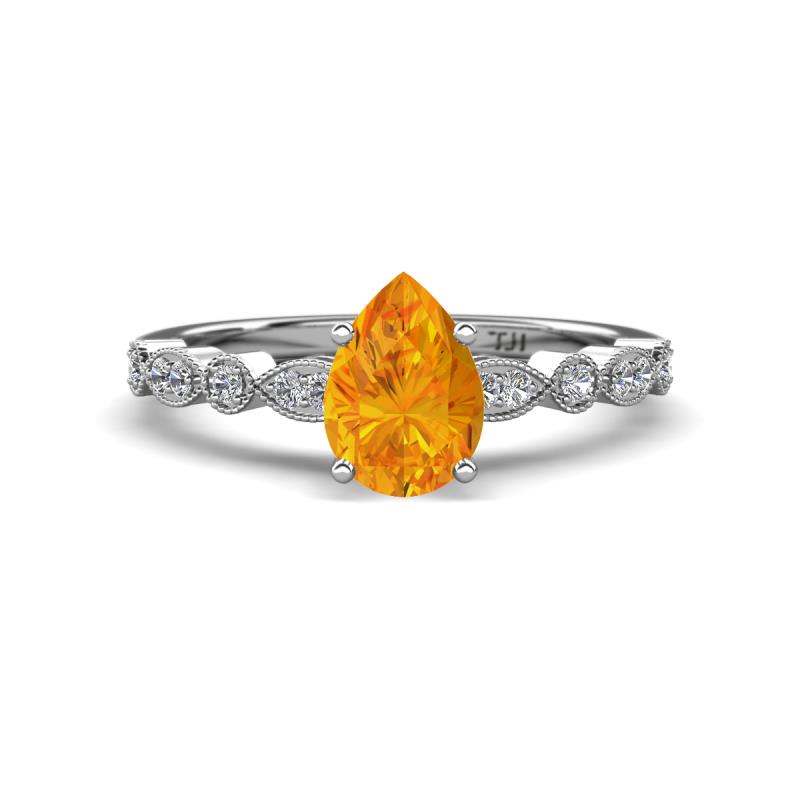 Renea 0.91 ctw Citrine Pear Shape (8x5 mm) With accented Diamonds Engagement Ring 