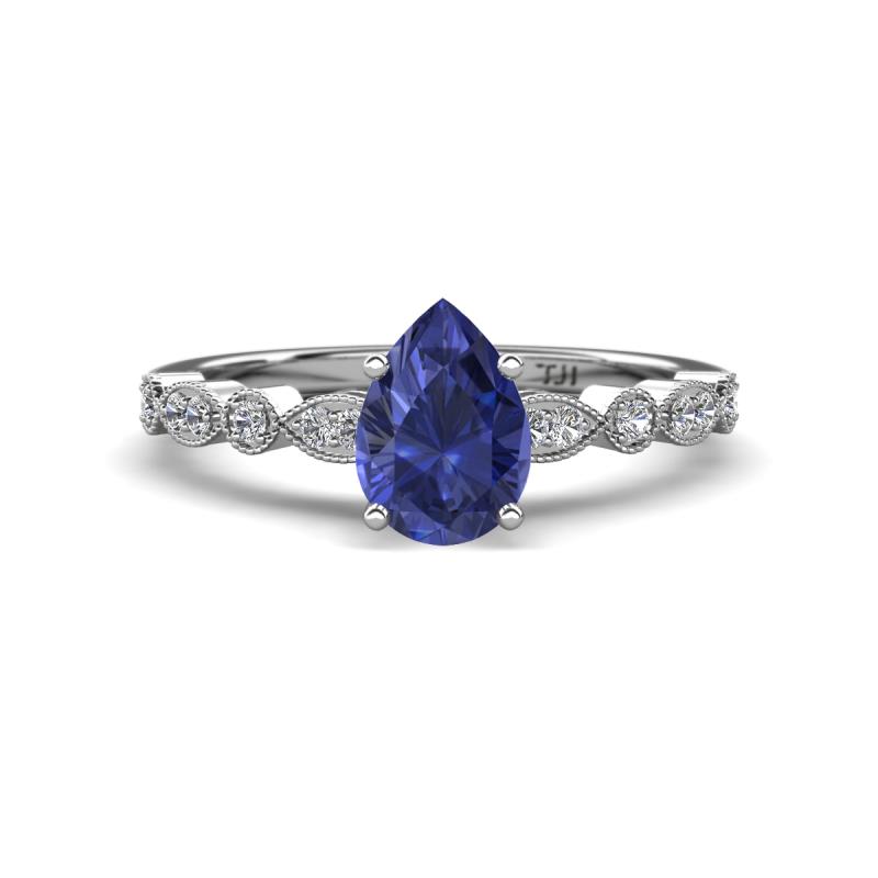 Renea 0.80 ctw Iolite Pear Shape (8x5 mm) With accented Diamonds Engagement Ring 