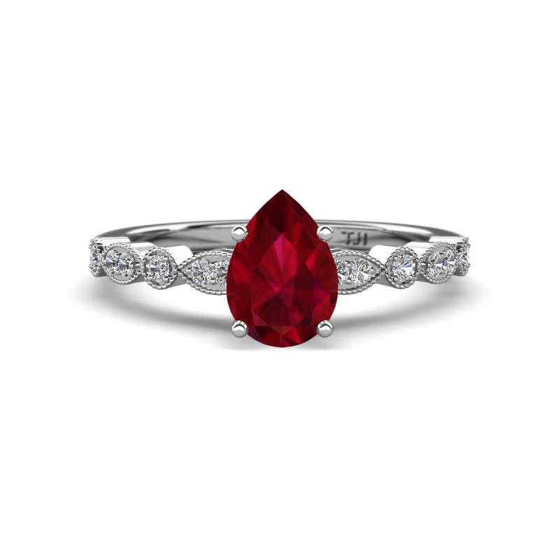 Renea 1.47 ctw Ruby Pear Shape (8x5 mm) With accented Diamonds Engagement Ring 