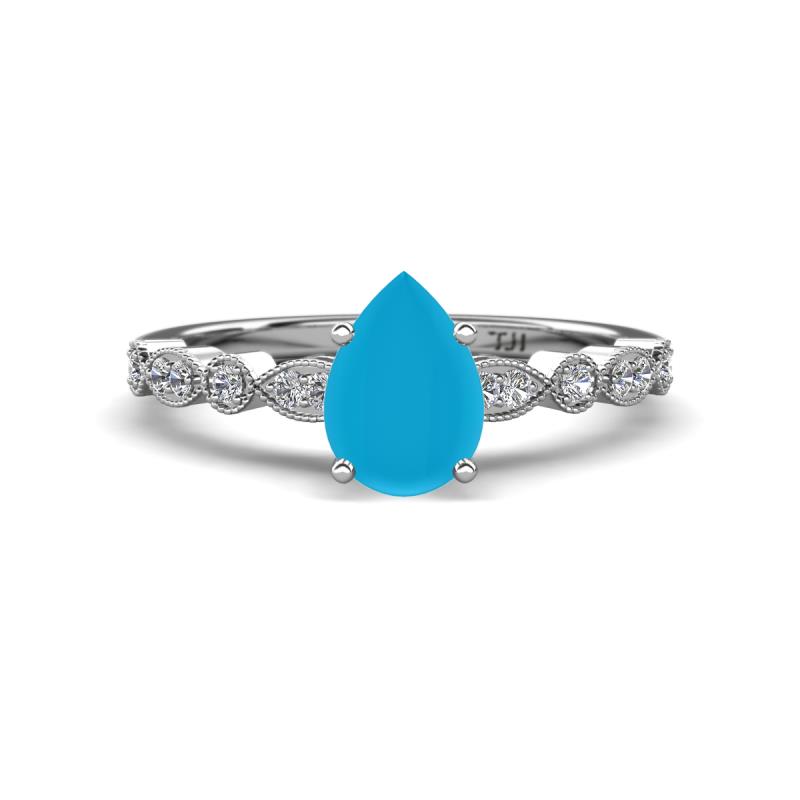 Renea 0.57 ctw Turquoise Pear Shape (8x5 mm) With accented Diamonds Engagement Ring 