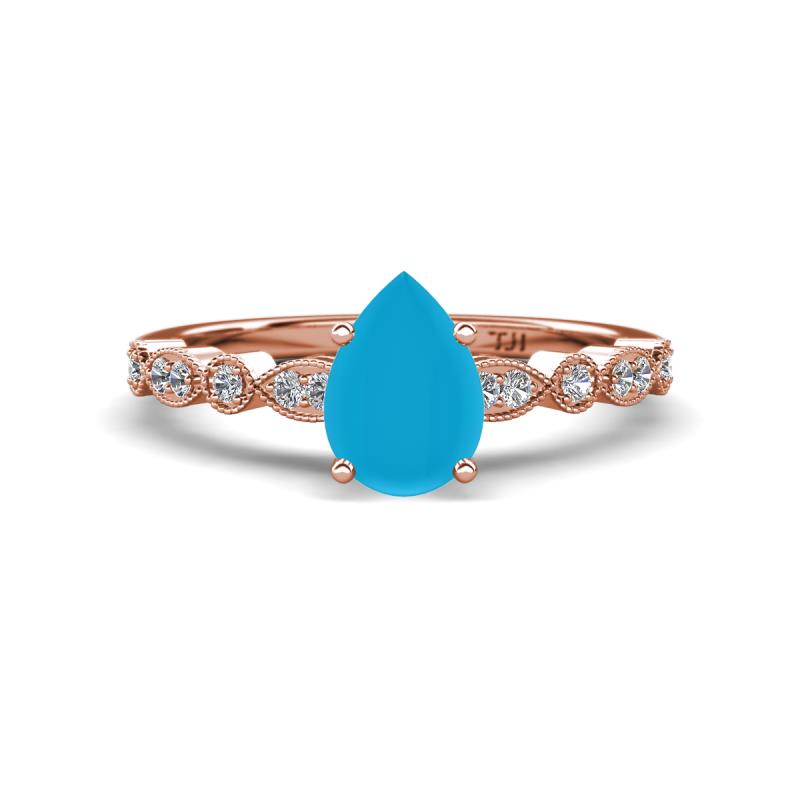 Renea 0.57 ctw Turquoise Pear Shape (8x5 mm) With accented Diamonds Engagement Ring 