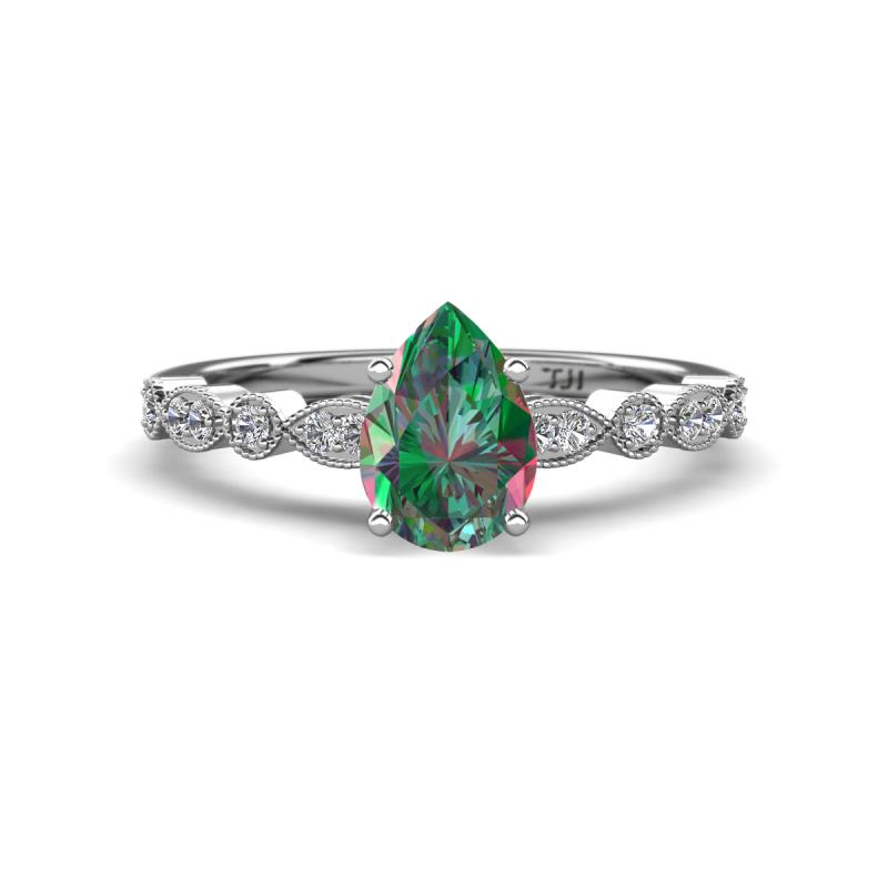 Renea 1.23 ctw Created Alexandrite Pear Shape (8x5 mm) With accented Diamonds Engagement Ring 