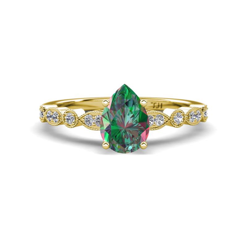 Renea 1.23 ctw Created Alexandrite Pear Shape (8x5 mm) With accented Diamonds Engagement Ring 