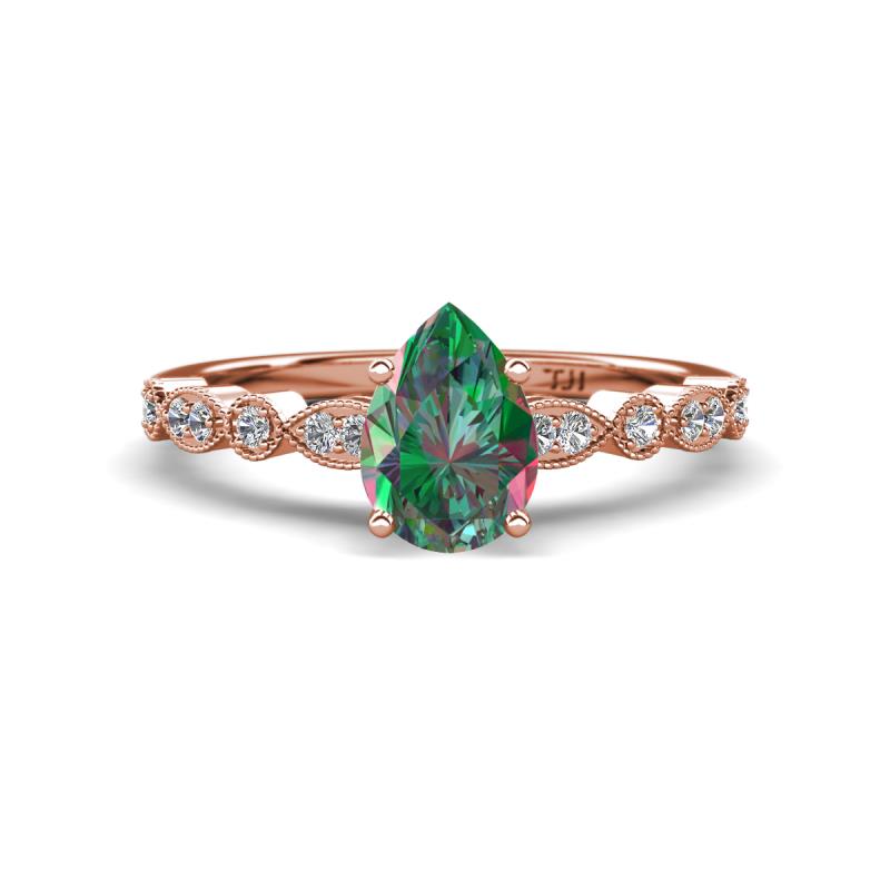 Renea 1.23 ctw Created Alexandrite Pear Shape (8x5 mm) With accented Diamonds Engagement Ring 