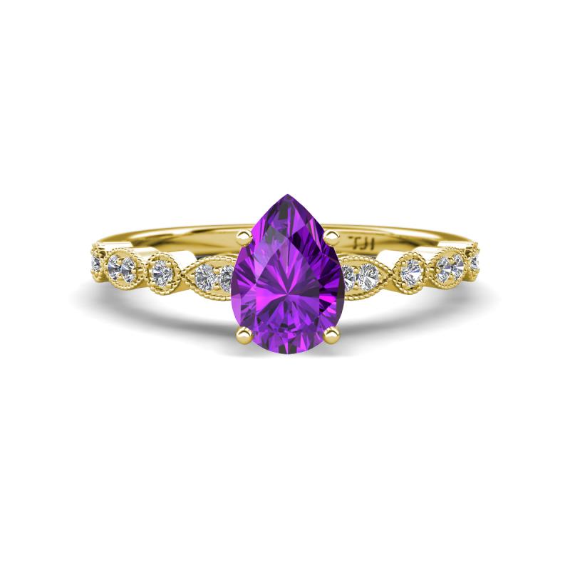 Renea 0.77 ctw Amethyst Pear Shape (8x5 mm) With accented Diamonds Engagement Ring 