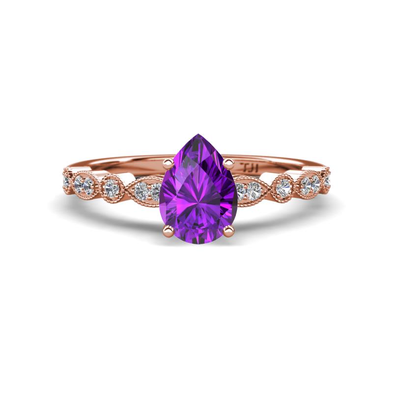 Renea 0.77 ctw Amethyst Pear Shape (8x5 mm) With accented Diamonds Engagement Ring 