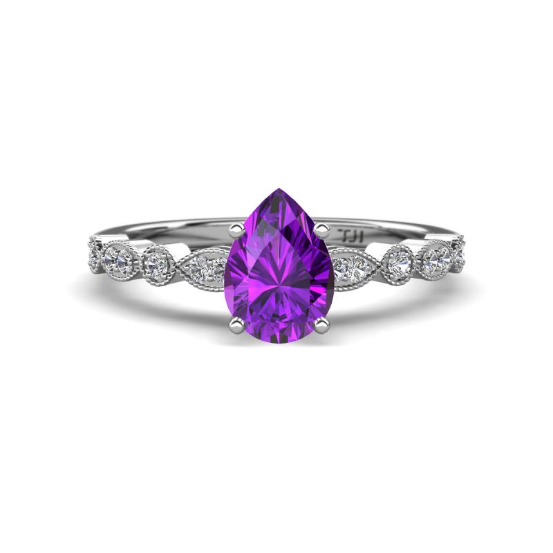 Renea 0.77 ctw Amethyst Pear Shape (8x5 mm) With accented Diamonds Engagement Ring 