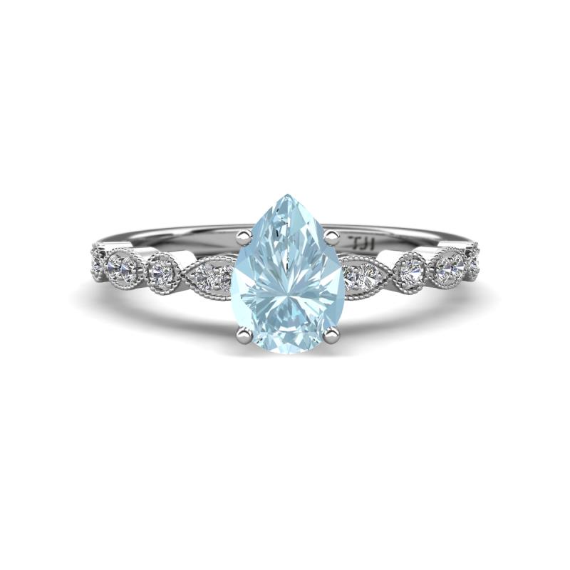 Renea 0.72 ctw Aquamarine Pear Shape (8x5 mm) With accented Diamonds Engagement Ring 