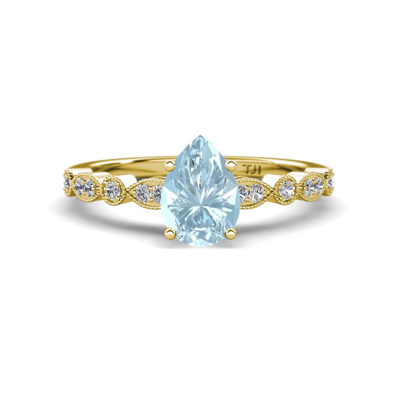 Renea 0.72 ctw Aquamarine Pear Shape (8x5 mm) With accented Diamonds Engagement Ring 