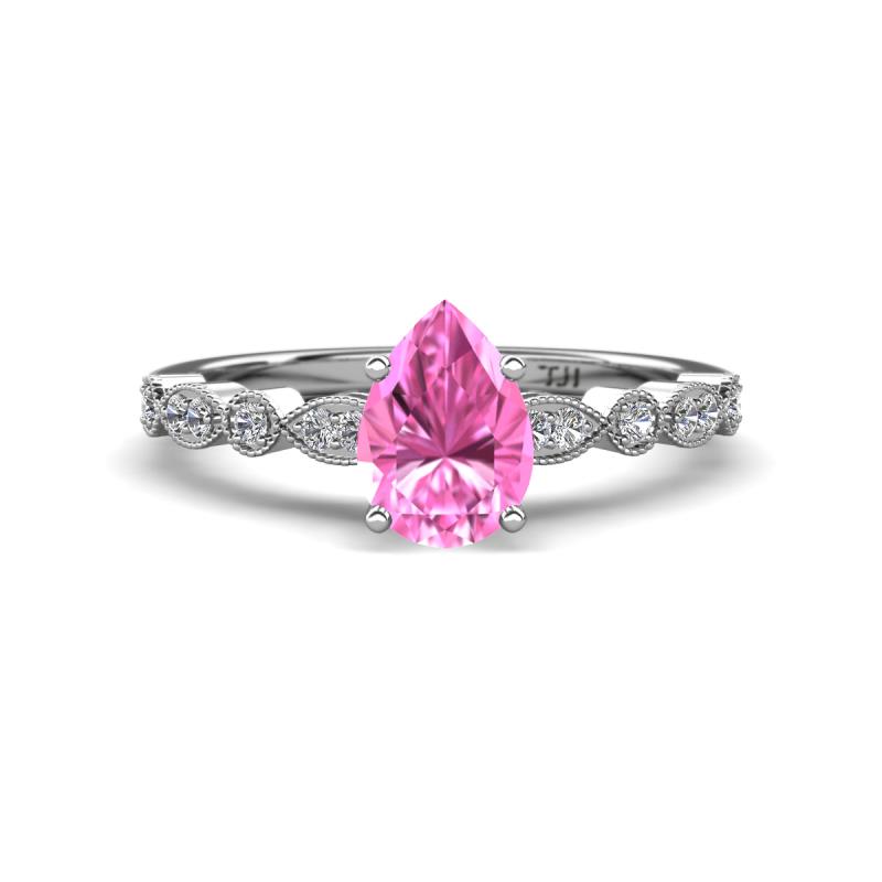 Renea 1.02 ctw Pink Sapphire Pear Shape (8x5 mm) With accented Diamonds Engagement Ring 