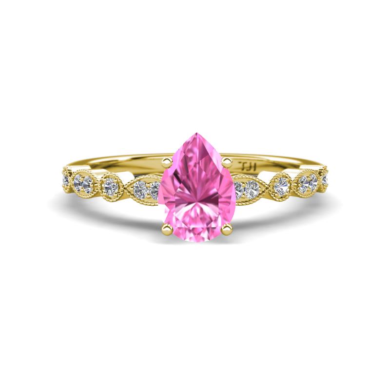 Renea 1.02 ctw Pink Sapphire Pear Shape (8x5 mm) With accented Diamonds Engagement Ring 