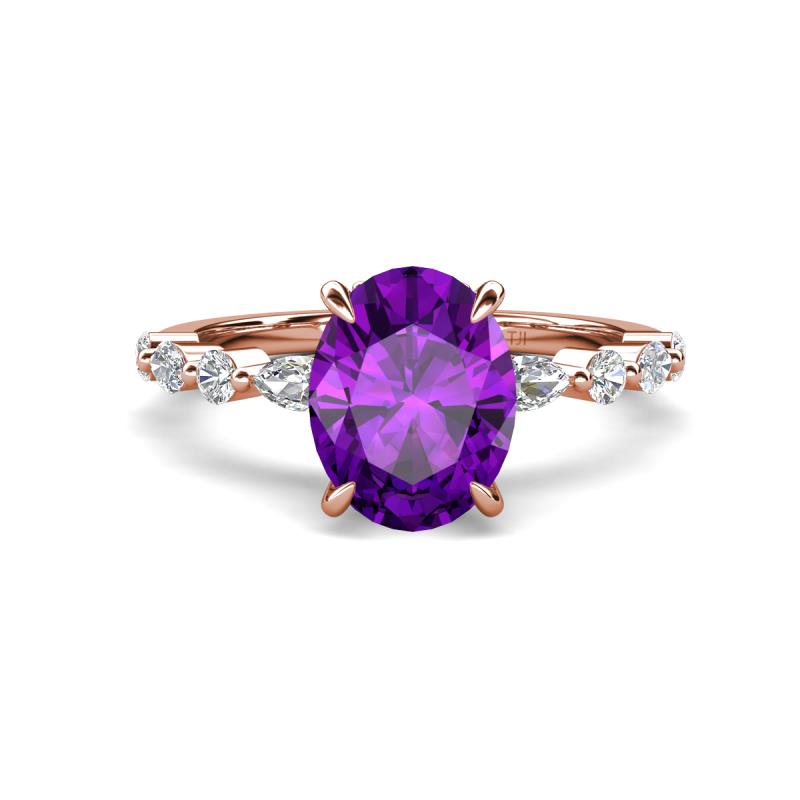 Laila 2.48 ctw Amethyst Oval Shape (9x7 mm) Hidden Halo Engagement Ring 