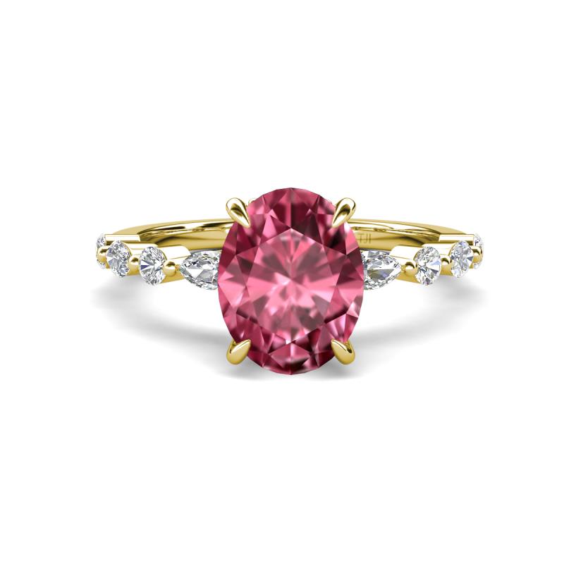 Laila 2.13 ctw Pink Tourmaline Oval Shape (9x7 mm) Hidden Halo Engagement Ring 