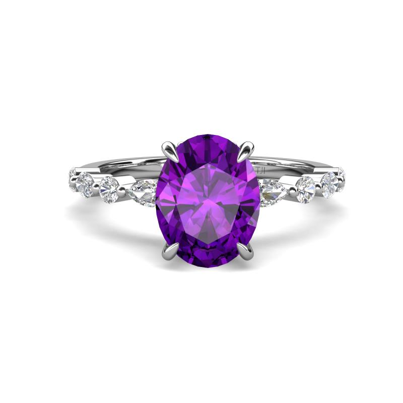 Laila 2.48 ctw Amethyst Oval Shape (9x7 mm) Hidden Halo Engagement Ring 