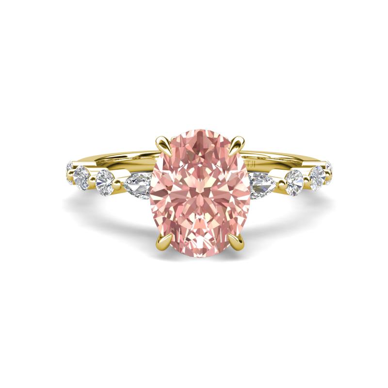 Laila 2.13 ctw Morganite Oval Shape (9x7 mm) Hidden Halo Engagement Ring 