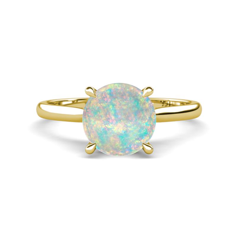 Zaire 1.50 ctw Opal Hidden Halo accented Side Natural Diamond Engagement Ring 