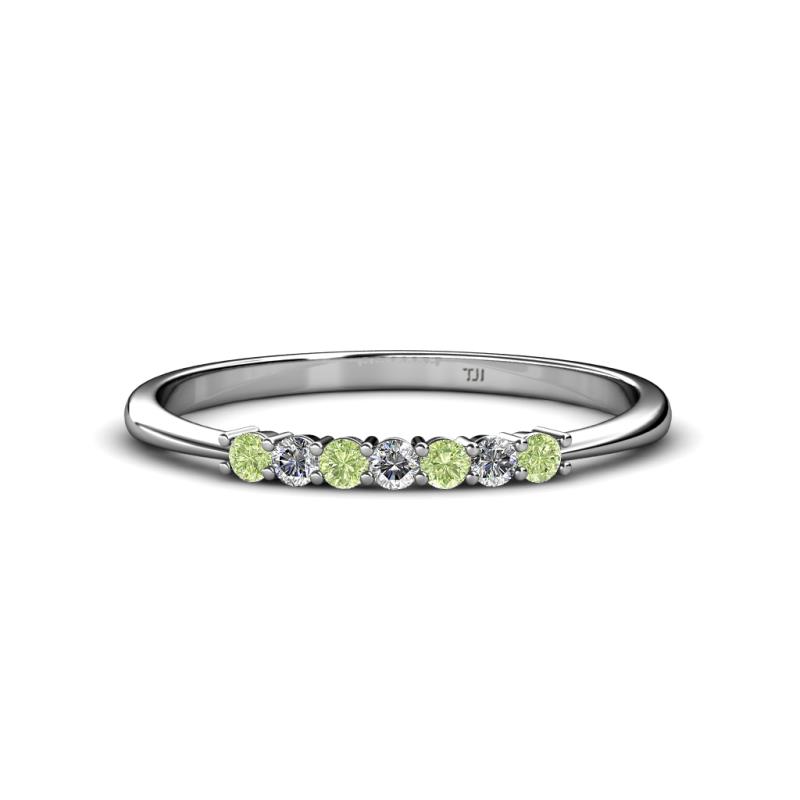 Reina 2.00 mm Peridot and Diamond 7 Stone Wedding Band 