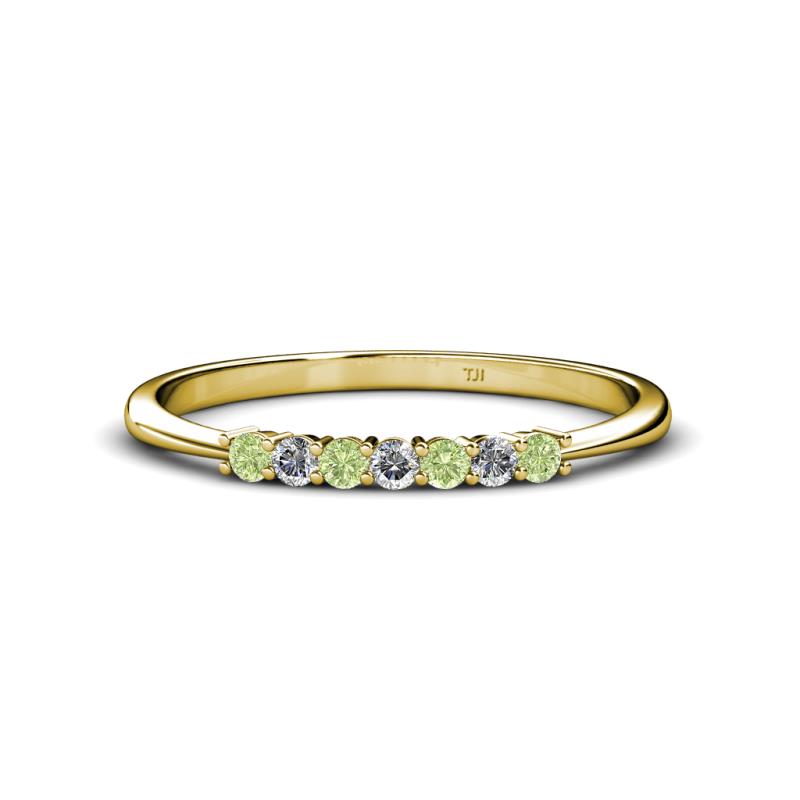 Reina 2.00 mm Peridot and Diamond 7 Stone Wedding Band 