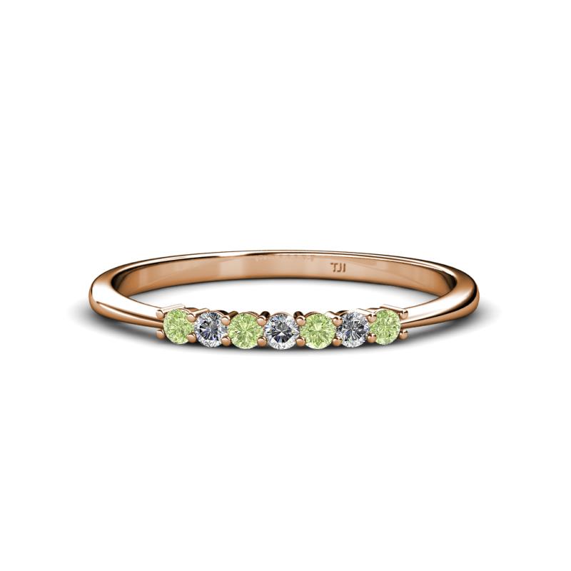 Reina 2.00 mm Peridot and Diamond 7 Stone Wedding Band 