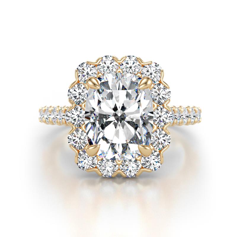 Jazmine 4.14 ctw IGI Certified Lab Grown Diamond Antique Cushion Shape (9x7 mm) accented Lab Grown Diamond  Engagement Ring 