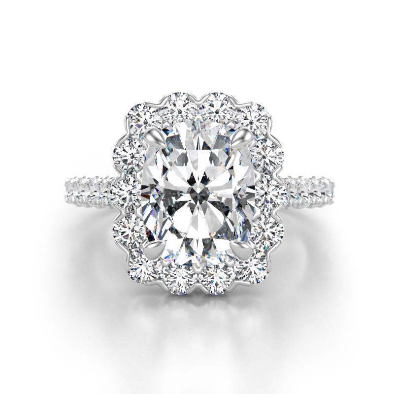 Jazmine 4.14 ctw IGI Certified Lab Grown Diamond Antique Cushion Shape (9x7 mm) accented Lab Grown Diamond  Engagement Ring 