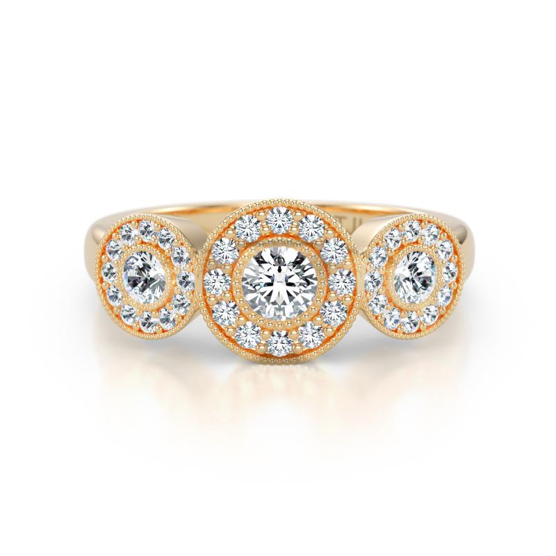 Rocco 0.76 ctw Lab Grown Diamond (4 mm) Three Stone accented Lab Grown Diamond Engagement Ring 