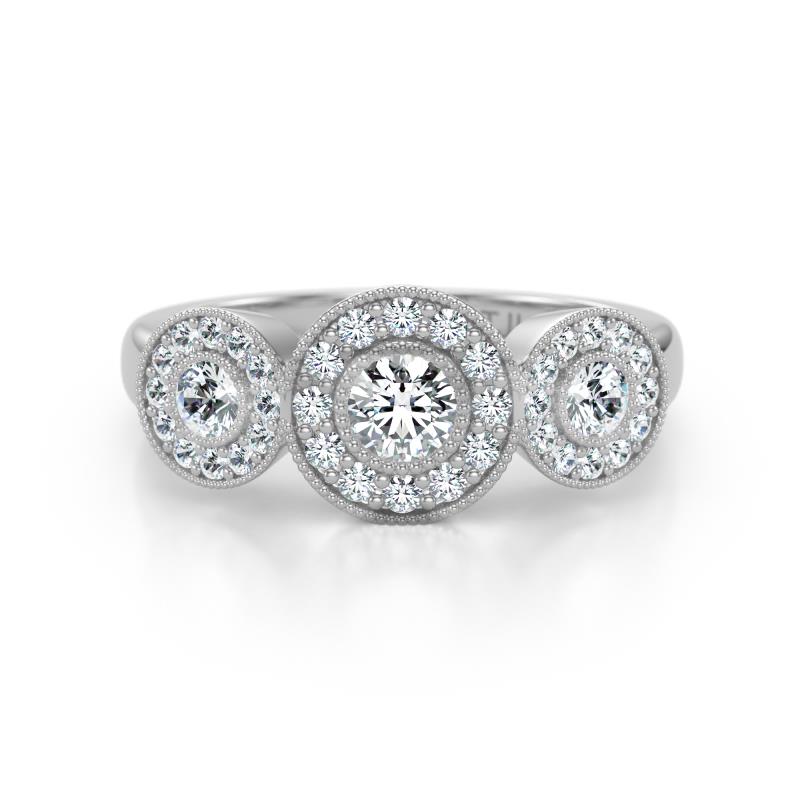 Rocco 0.76 ctw Lab Grown Diamond (4 mm) Three Stone accented Lab Grown Diamond Engagement Ring 