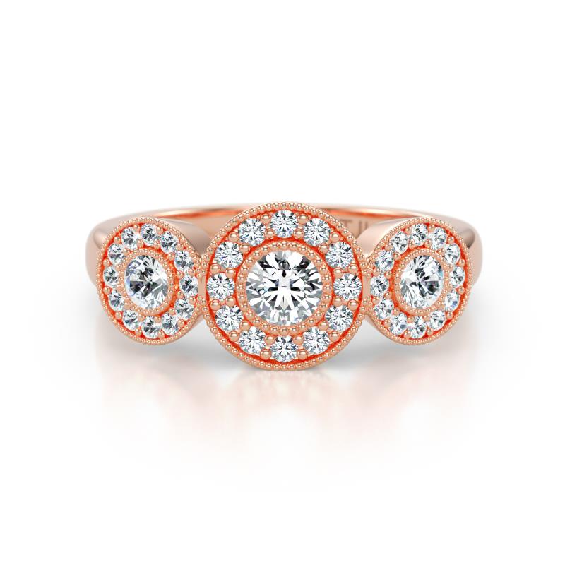 Rocco 0.76 ctw Lab Grown Diamond (4 mm) Three Stone accented Lab Grown Diamond Engagement Ring 