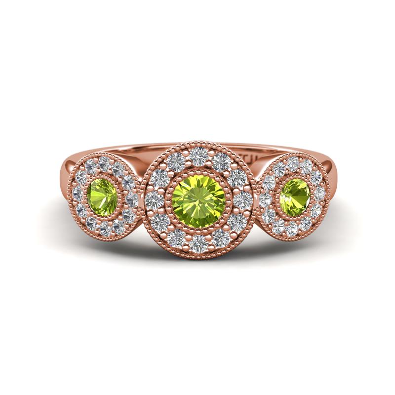 Rocco 0.84 ctw Peridot (4 mm) Three Stone accented Lab Grown Diamond Engagement Ring 