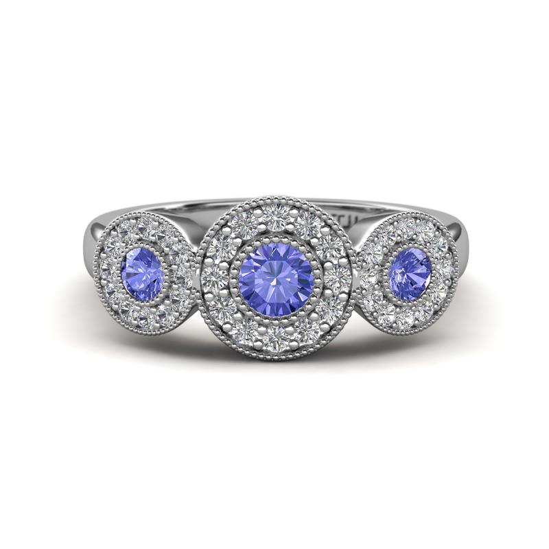 Rocco 0.73 ctw Tanzanite (4 mm) Three Stone accented Lab Grown Diamond Engagement Ring 