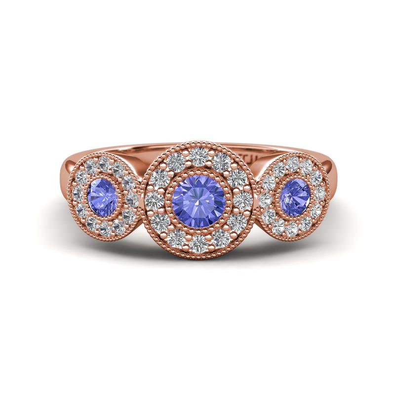 Rocco 0.73 ctw Tanzanite (4 mm) Three Stone accented Lab Grown Diamond Engagement Ring 