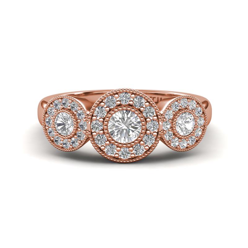 Rocco 0.77 ctw White Sapphire (4 mm) Three Stone accented Lab Grown Diamond Engagement Ring 