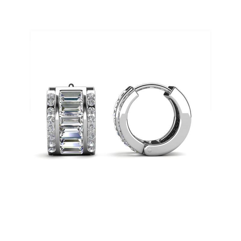 Eliana Fine Unseen Collection 1.24 ctw Diamond Baguette Shape and Round Diamond Channel Set Hoop Earrings 