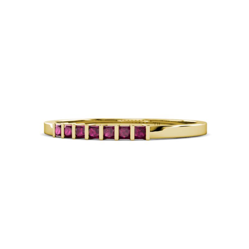 Abila 0.39 ctw (2.00 mm) Princess Cut Rhodolite Garnet 7 Stone Wedding Band 