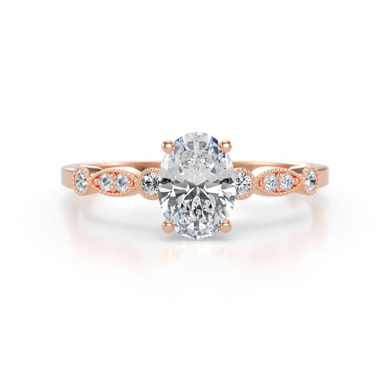 Kiara 0.95 ctw IGI Certified Lab Grown Diamond Oval Shape (7x5 mm) Solitaire Plus accented Natural Diamond Engagement Ring 