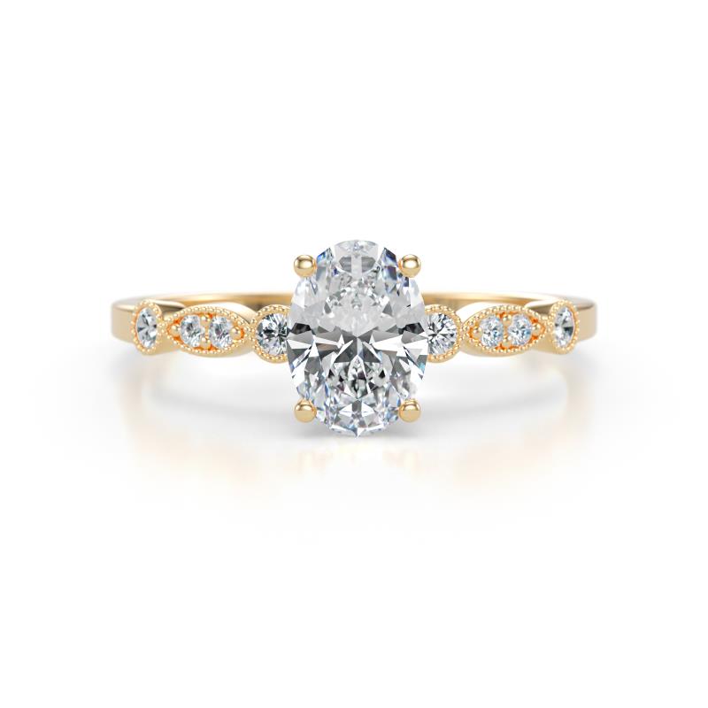 Kiara 0.89 ctw GIA Certified Natural Diamond Oval Shape (7x5 mm) Solitaire Plus accented Natural Diamond Engagement Ring 