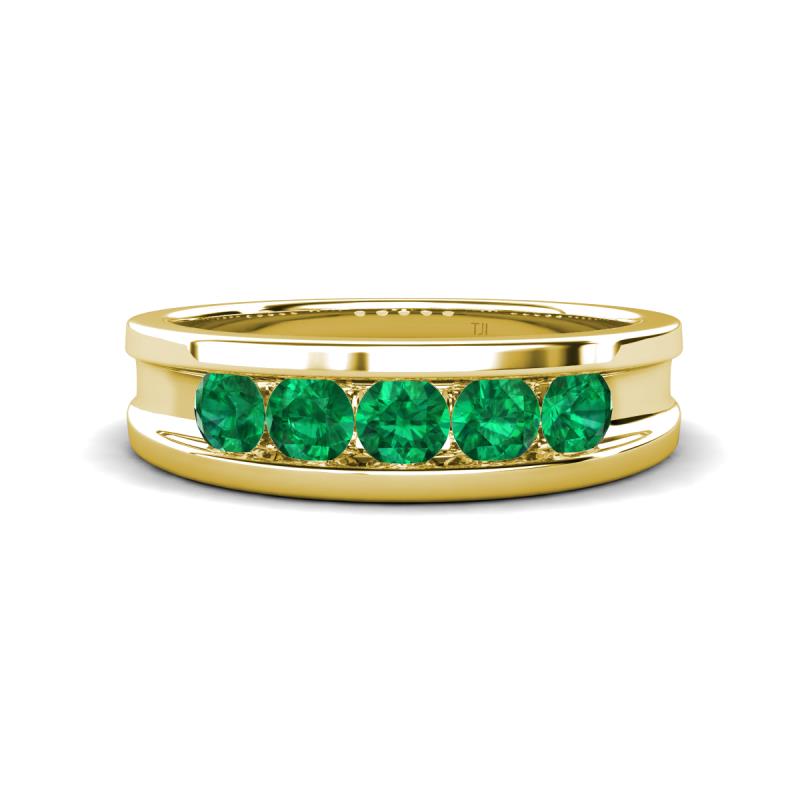 Aaron 0.50 ctw Emerald 5 Stone Men Wedding Band (5 mm) 