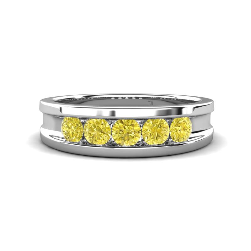 Aaron 0.50 ctw Yellow Diamond 5 Stone Men Wedding Band (5 mm) 