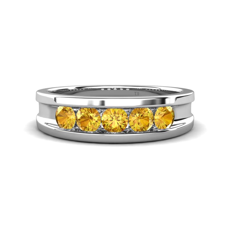 Aaron 0.40 ctw Citrine 5 Stone Men Wedding Band (5 mm) 