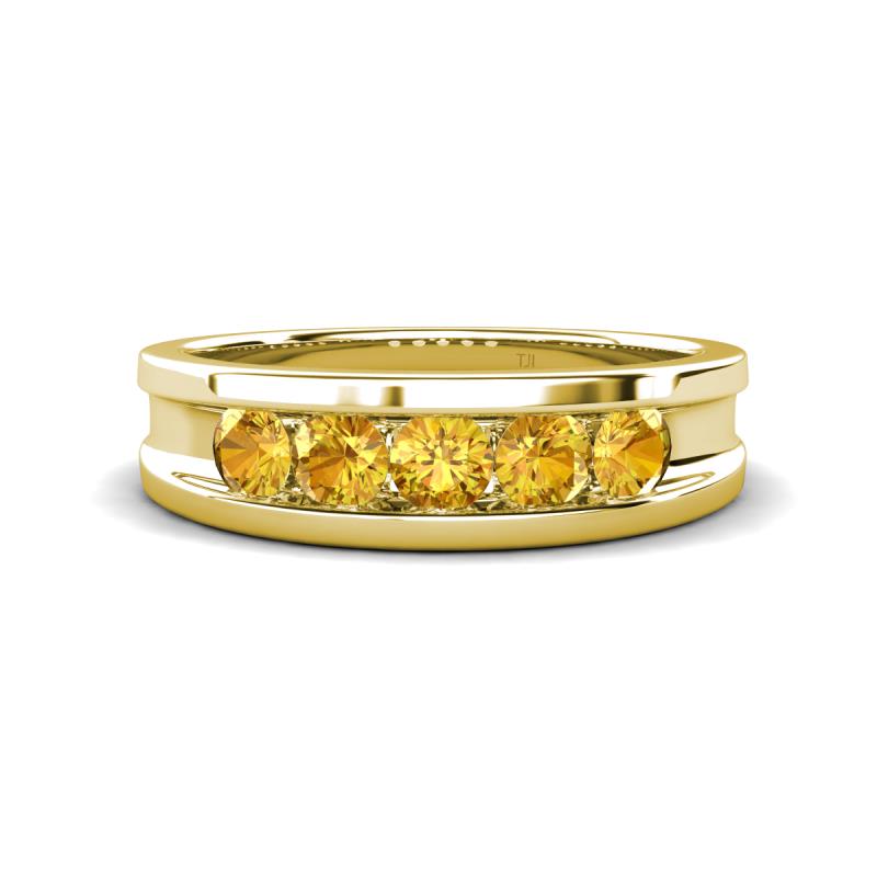 Aaron 0.40 ctw Citrine 5 Stone Men Wedding Band (5 mm) 