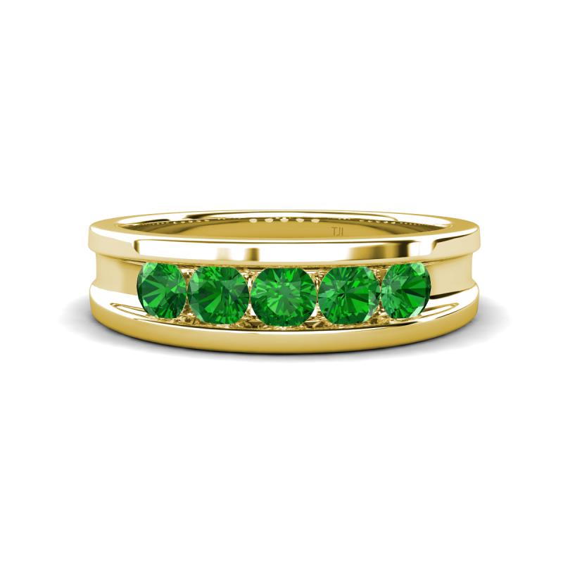 Aaron 0.58 ctw Green Garnet 5 Stone Men Wedding Band (5 mm) 