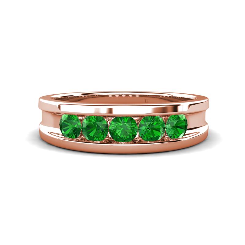 Aaron 0.58 ctw Green Garnet 5 Stone Men Wedding Band (5 mm) 