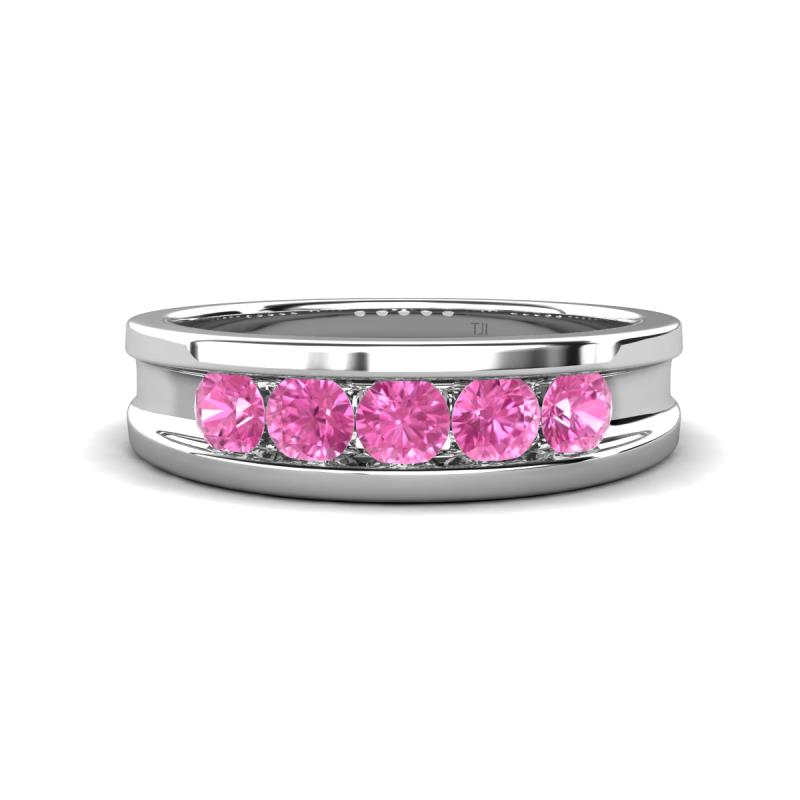 Aaron 0.51 ctw Pink Sapphire 5 Stone Men Wedding Band (5 mm) 