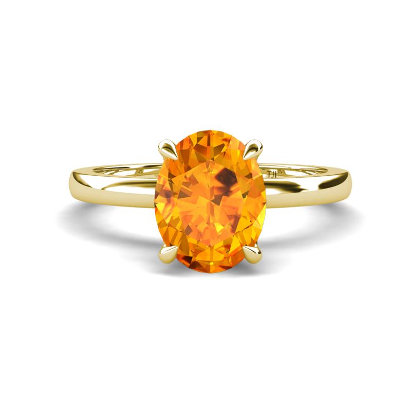 Abena 1.76 ctw Citrine Oval Shape (9x7 mm) with Prong Studded Side Natural Diamond Solitaire Plus Engagement Ring 