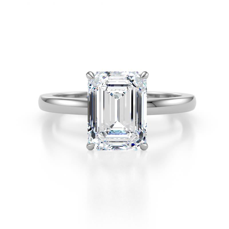 Abena 2.56 ctw IGI Certified Lab Grown Diamond Emerald Shape (9x7 mm) with Prong Studded Natural Diamond Solitaire Plus Engagement Ring 