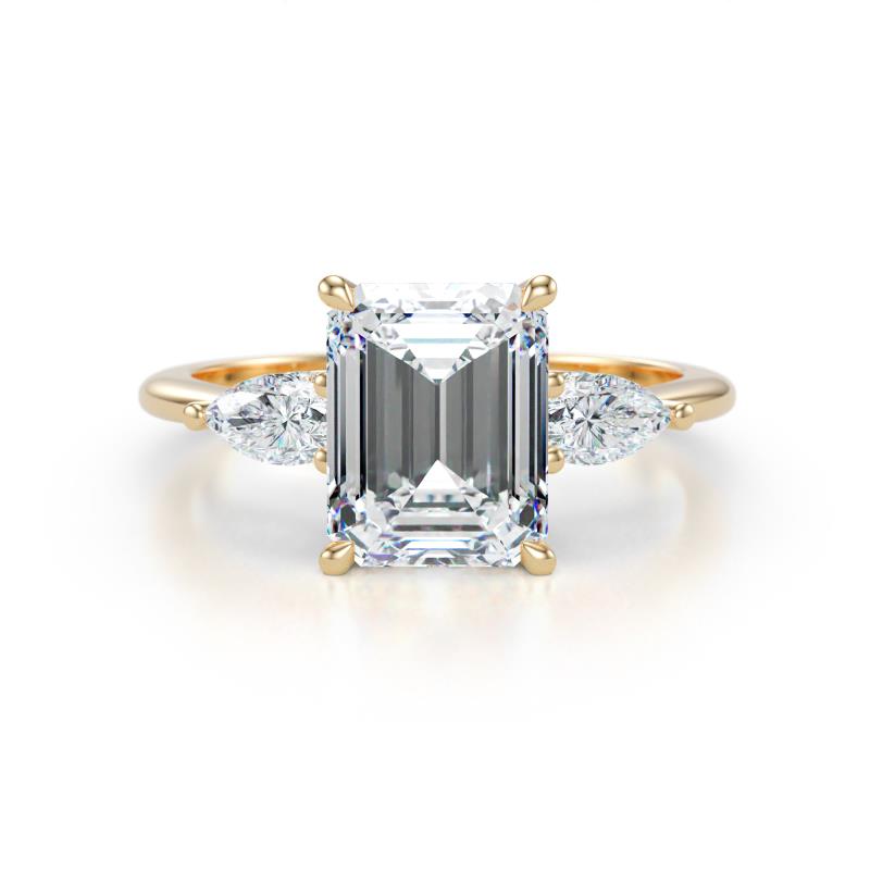 Leah 3.43 ctw IGI Certified Lab Grown Diamond Emerald Shape (9x7 mm) Hidden Halo accented Lab Grown Diamond Engagement Ring 