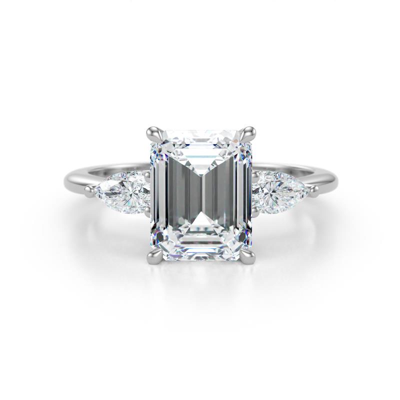 Leah 3.43 ctw IGI Certified Lab Grown Diamond Emerald Shape (9x7 mm) Hidden Halo accented Lab Grown Diamond Engagement Ring 