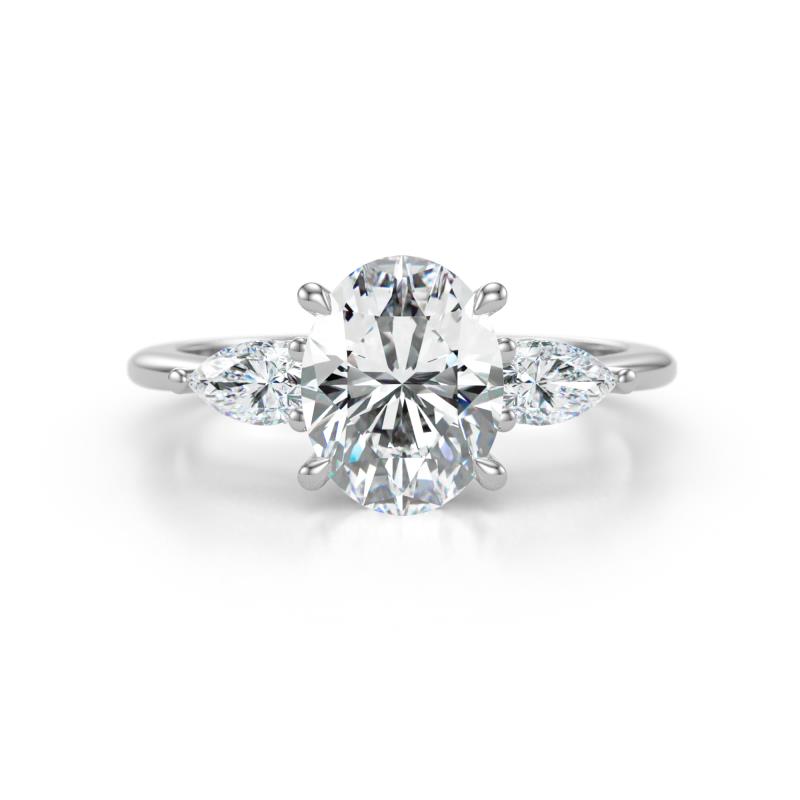 Leah 2.83 ctw Moissanite Oval Shape (9x7 mm) Hidden Halo accented Lab Grown Diamond Engagement Ring 