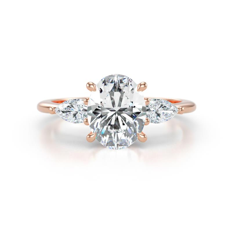 Leah 2.83 ctw Moissanite Oval Shape (9x7 mm) Hidden Halo accented Lab Grown Diamond Engagement Ring 