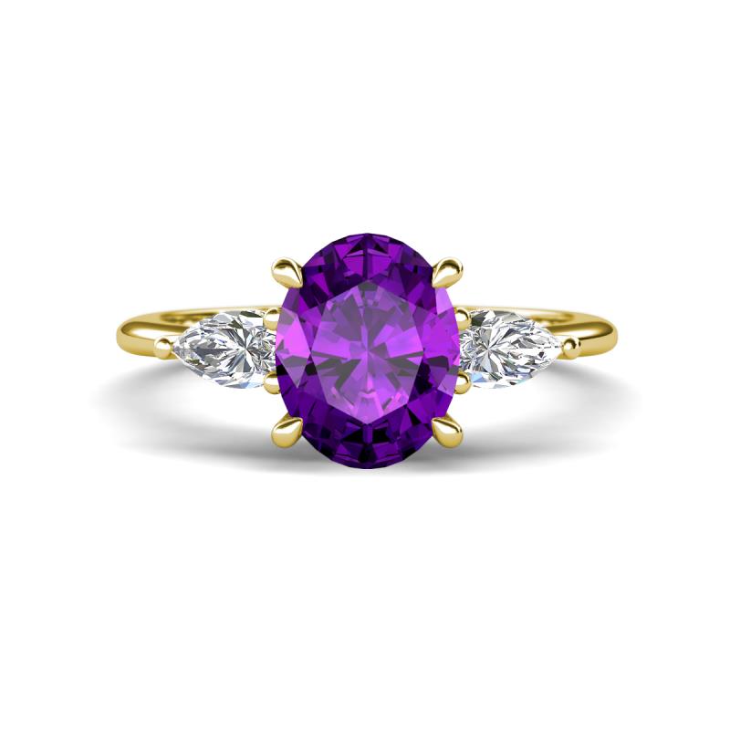 Leah 2.93 ctw Amethyst Oval Shape (9x7 mm) Hidden Halo accented Lab Grown Diamond Engagement Ring 